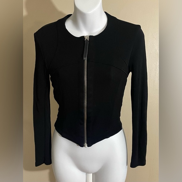 Helmut Lang Jacket Womens M Black Full Zip Viscose Designer Made in USA - Picture 1 of 9